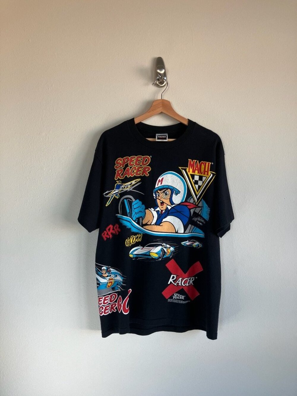 Vintage 1993 Speed Racer All Over Print (AOP) Graphic Tee Size: L (Large)
